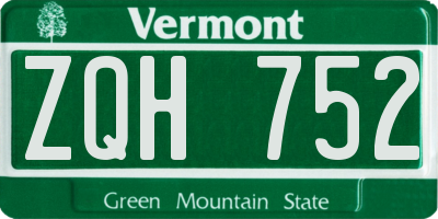 VT license plate ZQH752