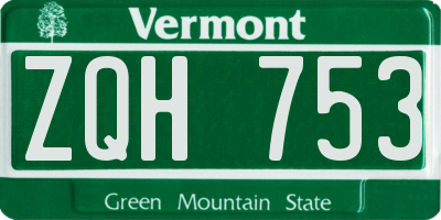 VT license plate ZQH753
