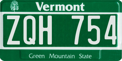 VT license plate ZQH754