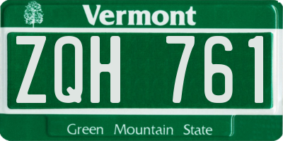 VT license plate ZQH761