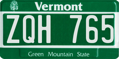 VT license plate ZQH765