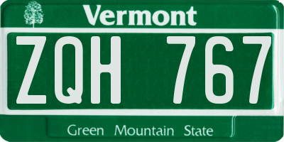 VT license plate ZQH767