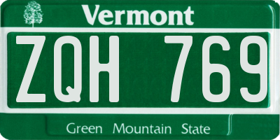 VT license plate ZQH769