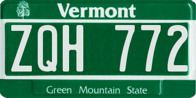 VT license plate ZQH772
