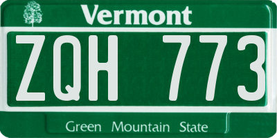 VT license plate ZQH773