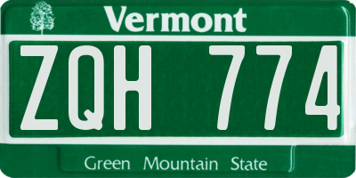 VT license plate ZQH774