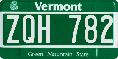 VT license plate ZQH782