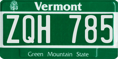 VT license plate ZQH785