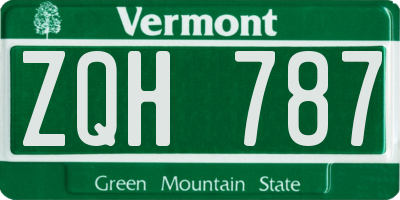 VT license plate ZQH787