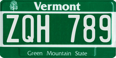 VT license plate ZQH789