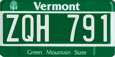 VT license plate ZQH791
