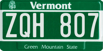 VT license plate ZQH807