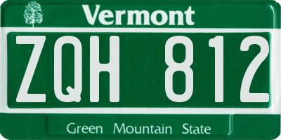 VT license plate ZQH812