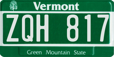 VT license plate ZQH817