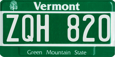VT license plate ZQH820