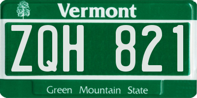 VT license plate ZQH821