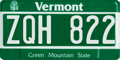 VT license plate ZQH822