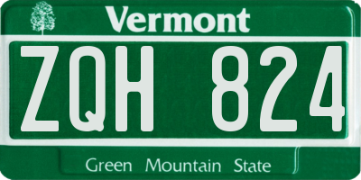 VT license plate ZQH824