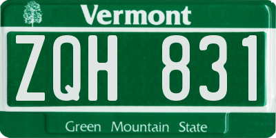 VT license plate ZQH831