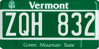 VT license plate ZQH832