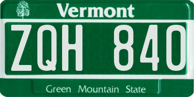 VT license plate ZQH840
