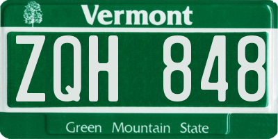 VT license plate ZQH848
