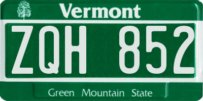 VT license plate ZQH852