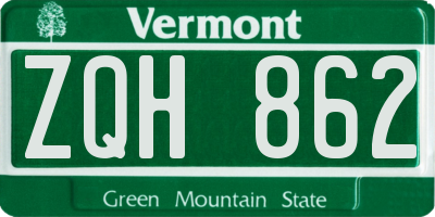 VT license plate ZQH862