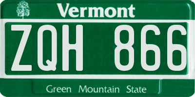 VT license plate ZQH866