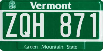 VT license plate ZQH871