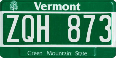 VT license plate ZQH873
