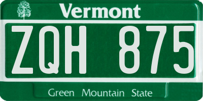 VT license plate ZQH875