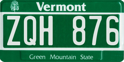 VT license plate ZQH876