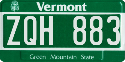 VT license plate ZQH883