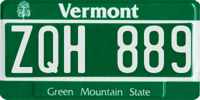 VT license plate ZQH889