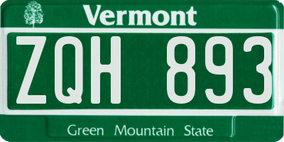 VT license plate ZQH893