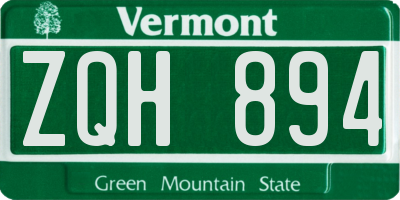VT license plate ZQH894