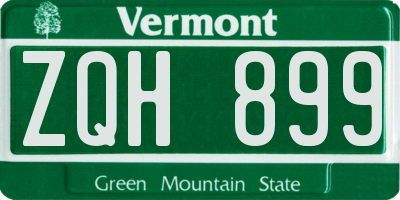 VT license plate ZQH899
