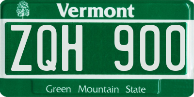 VT license plate ZQH900