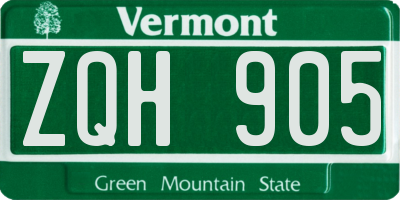 VT license plate ZQH905