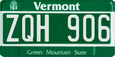 VT license plate ZQH906