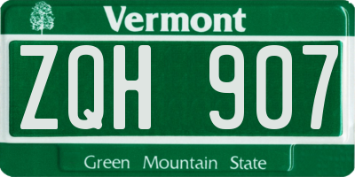 VT license plate ZQH907