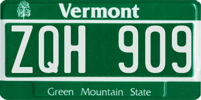 VT license plate ZQH909