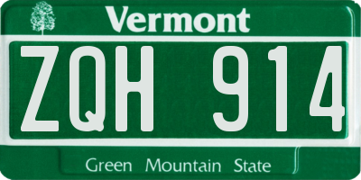 VT license plate ZQH914