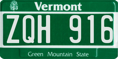 VT license plate ZQH916