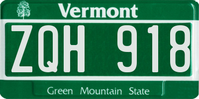 VT license plate ZQH918