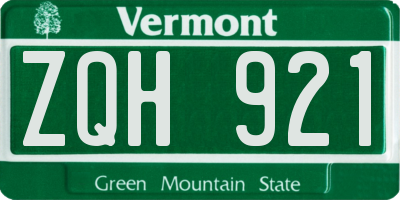 VT license plate ZQH921