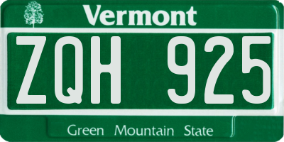 VT license plate ZQH925