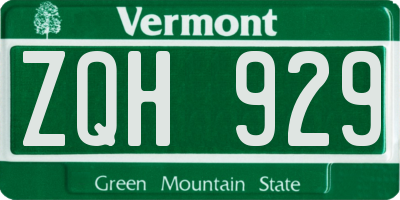 VT license plate ZQH929