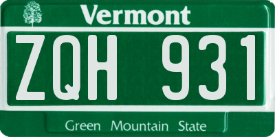 VT license plate ZQH931
